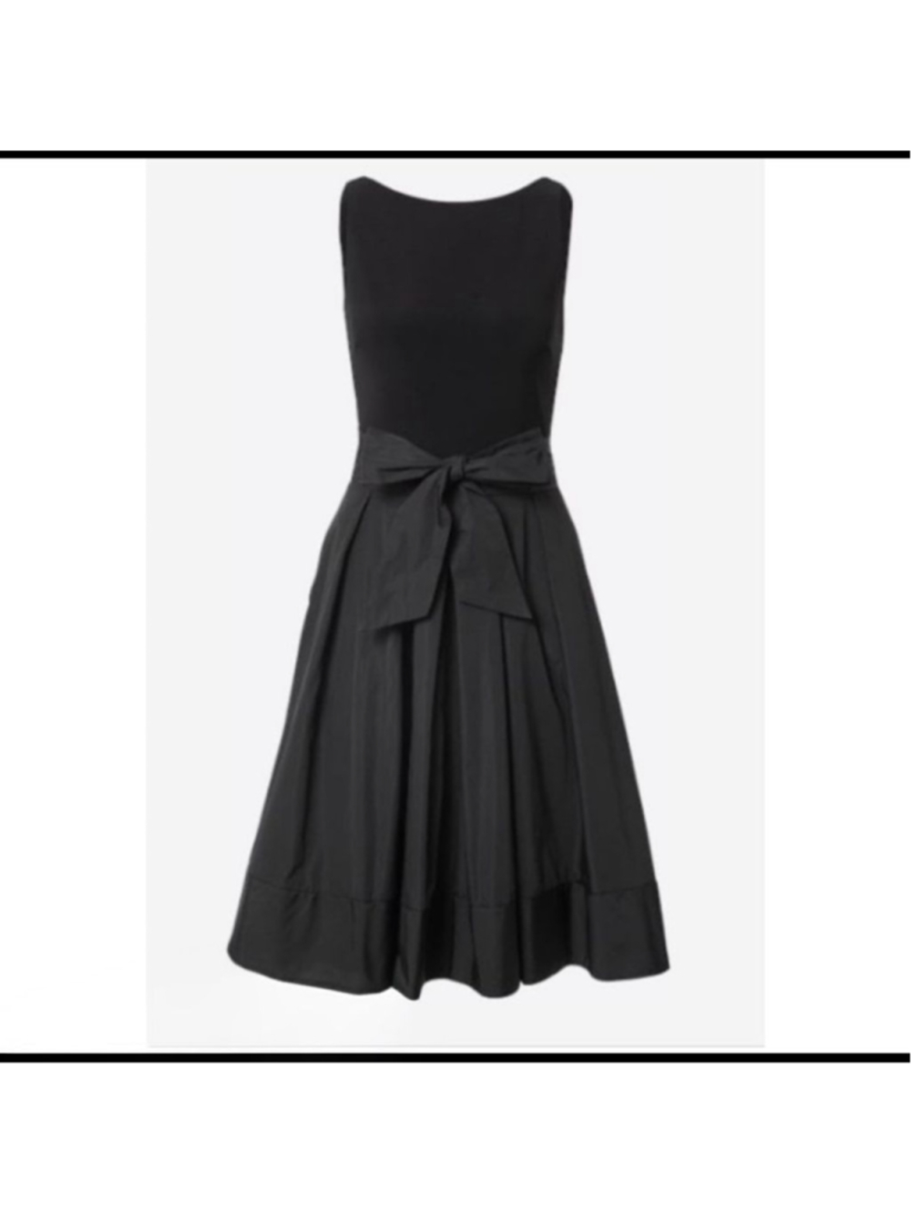 Lauren Ralph Lauren Black Sleeveless Bow-Tie A-Line Dress Size 6 High Neck